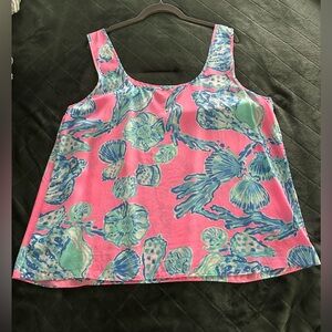 Lilly Pulitzer sleeveless silk top barefoot princess